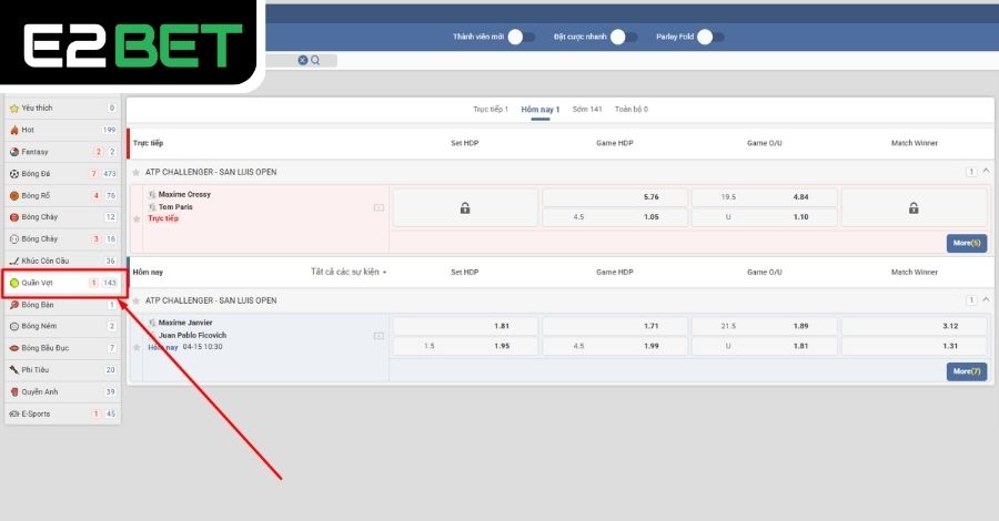Chia sẻ luật cược tennis chuẩn xác ở E2BET
